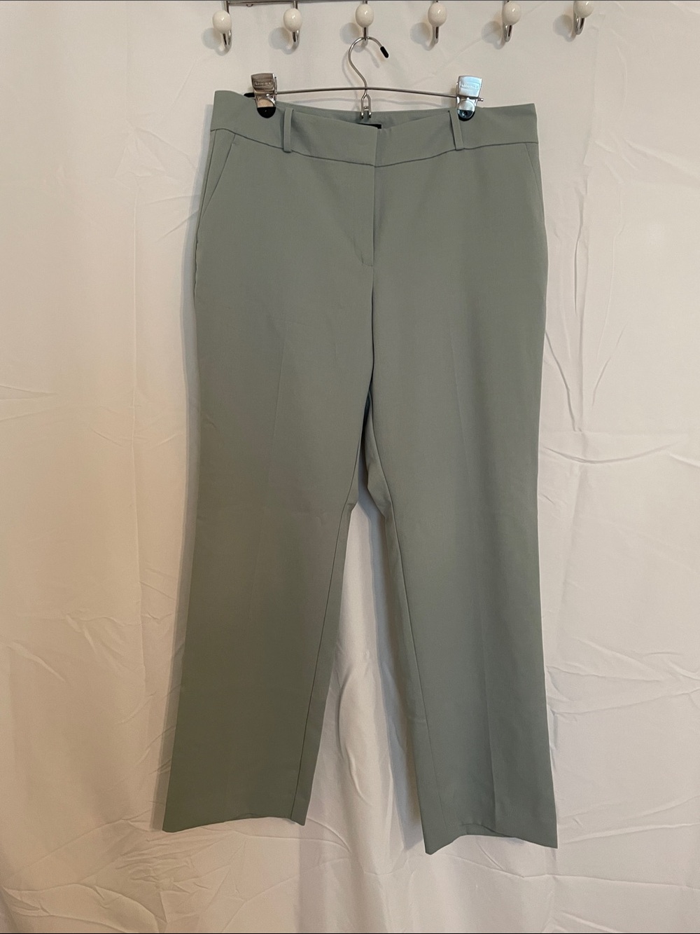 Ann Taylor Sage Green Straight-Leg Trousers